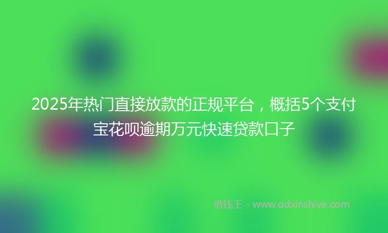 2025年热门直接放款的正规平台，概括5个支付宝花呗逾期万元快速贷款口子