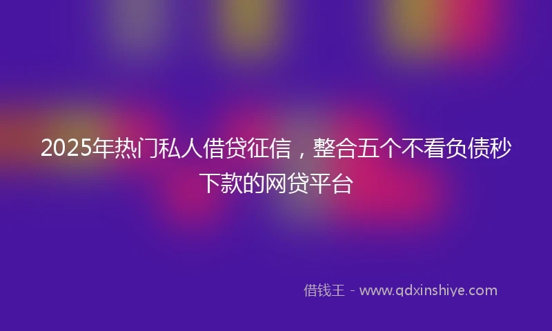 2025年热门私人借贷征信，整合五个不看负债秒下款的网贷平台