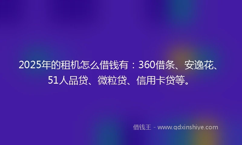 2025年的租机怎么借钱有：360借条、安逸花、51人品贷、微粒贷、信用卡贷等。