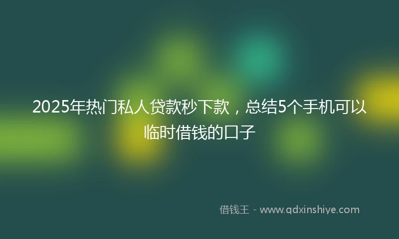 2025年热门私人贷款秒下款，总结5个手机可以临时借钱的口子
