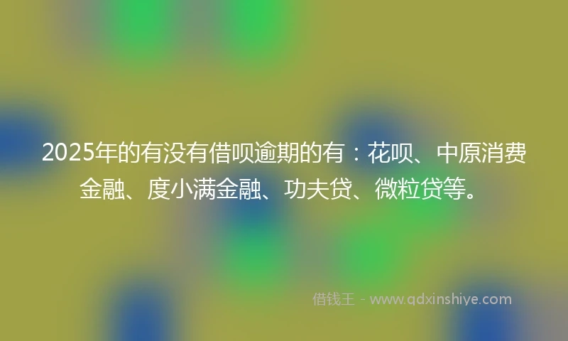 2025年的有没有借呗逾期的有：花呗、中原消费金融、度小满金融、功夫贷、微粒贷等。