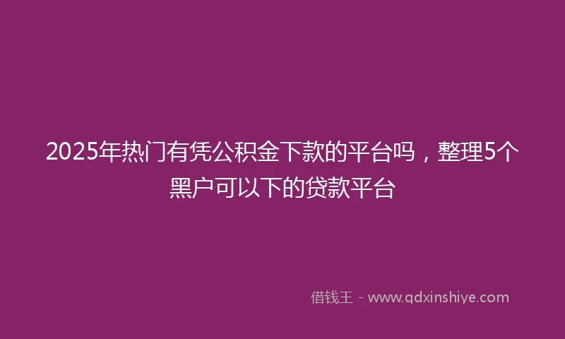 2025年热门有凭公积金下款的平台吗，整理5个黑户可以下的贷款平台