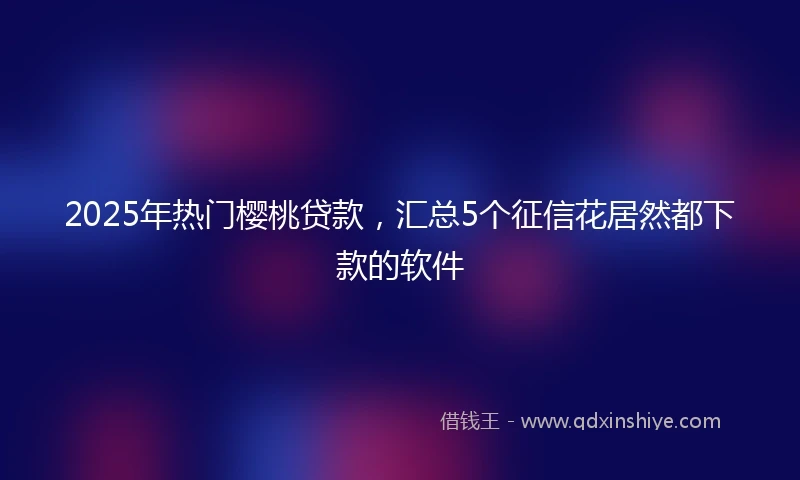 2025年热门樱桃贷款，汇总5个征信花居然都下款的软件