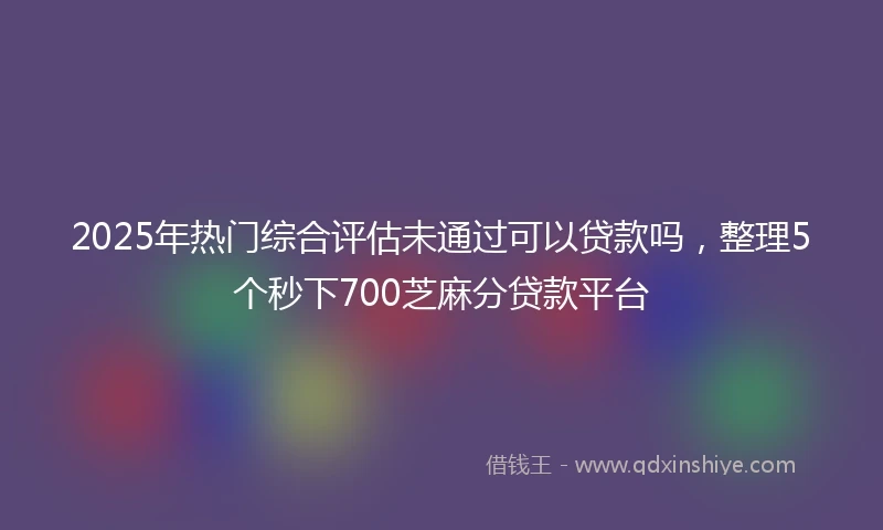 2025年热门综合评估未通过可以贷款吗，整理5个秒下700芝麻分贷款平台