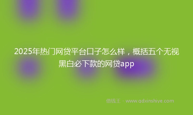 2025年热门网贷平台口子怎么样，概括五个无视黑白必下款的网贷app