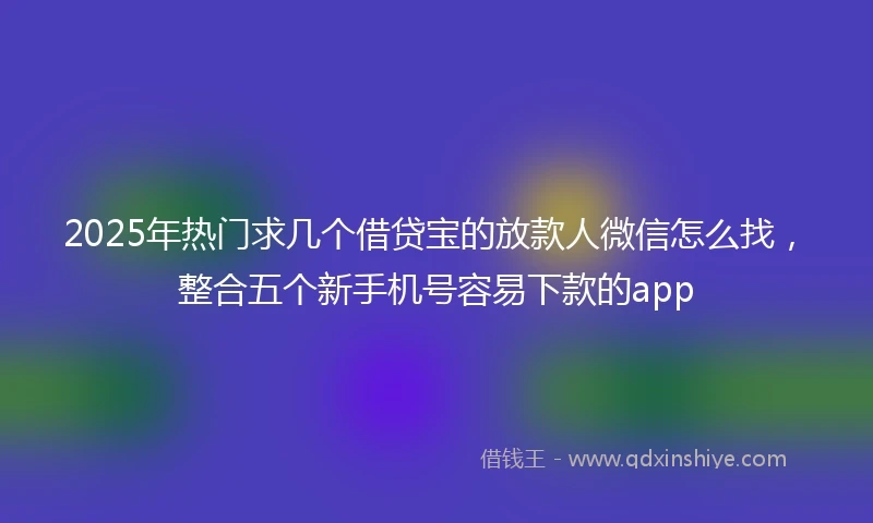 2025年热门求几个借贷宝的放款人微信怎么找，整合五个新手机号容易下款的app