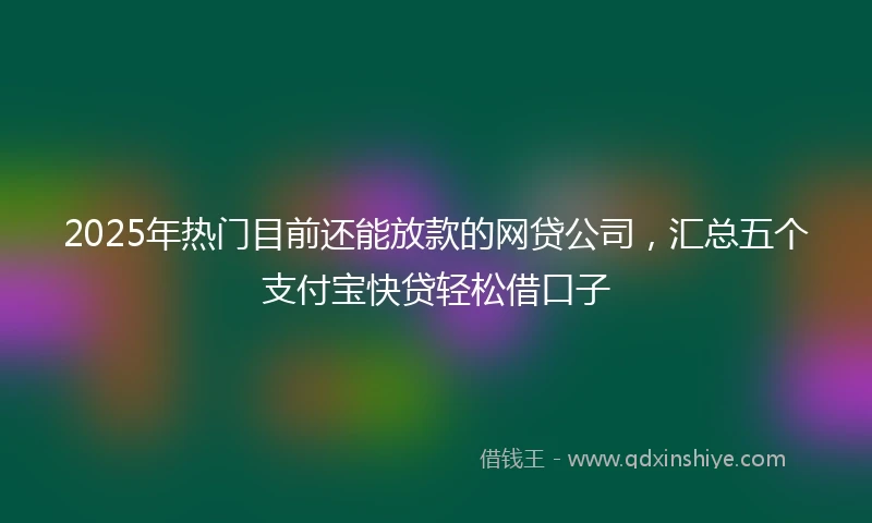 2025年热门目前还能放款的网贷公司，汇总五个支付宝快贷轻松借口子