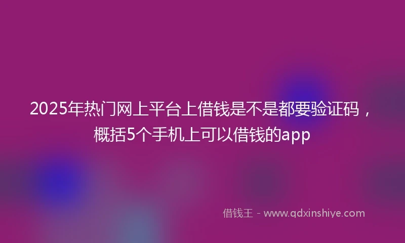 2025年热门网上平台上借钱是不是都要验证码，概括5个手机上可以借钱的app