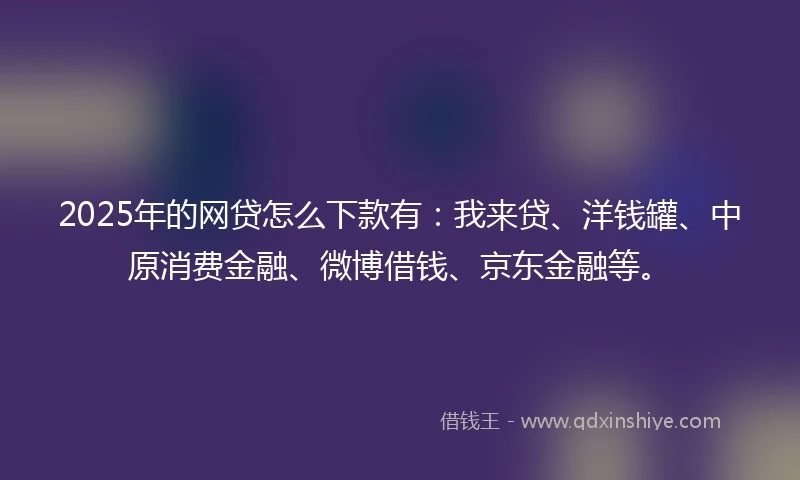 2025年的网贷怎么下款有：我来贷、洋钱罐、中原消费金融、微博借钱、京东金融等。