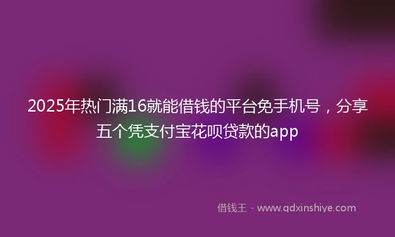 2025年热门满16就能借钱的平台免手机号，分享五个凭支付宝花呗贷款的app