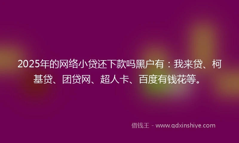 2025年的网络小贷还下款吗黑户有：我来贷、柯基贷、团贷网、超人卡、百度有钱花等。