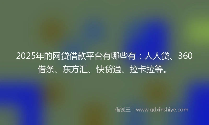 2025年的网贷借款平台有哪些有：人人贷、360借条、东方汇、快贷通、拉卡拉等。