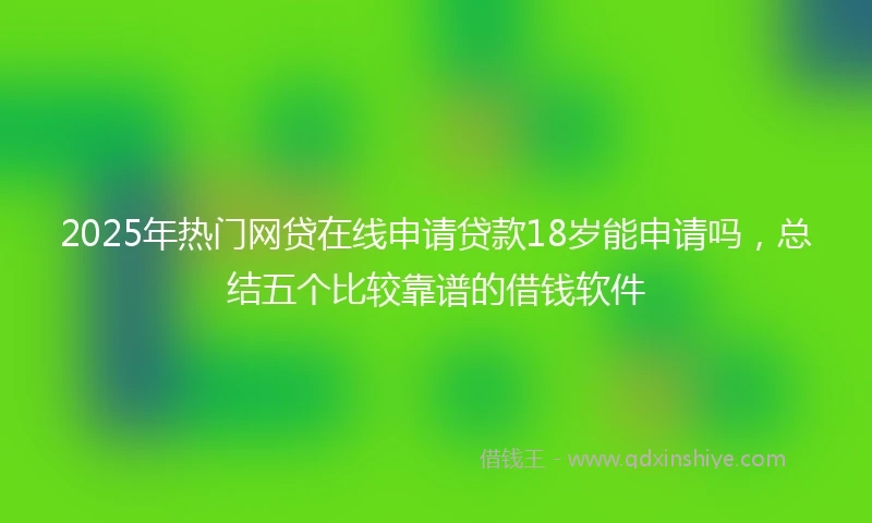 2025年热门网贷在线申请贷款18岁能申请吗，总结五个比较靠谱的借钱软件