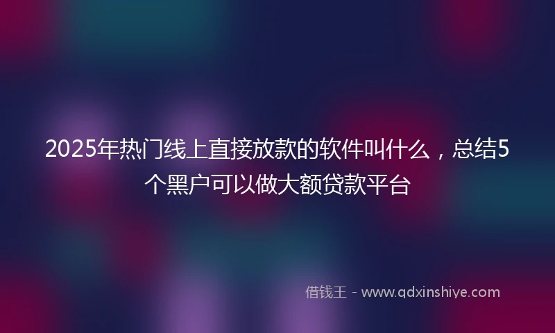 2025年热门线上直接放款的软件叫什么，总结5个黑户可以做大额贷款平台