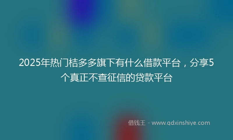 2025年热门桔多多旗下有什么借款平台，分享5个真正不查征信的贷款平台