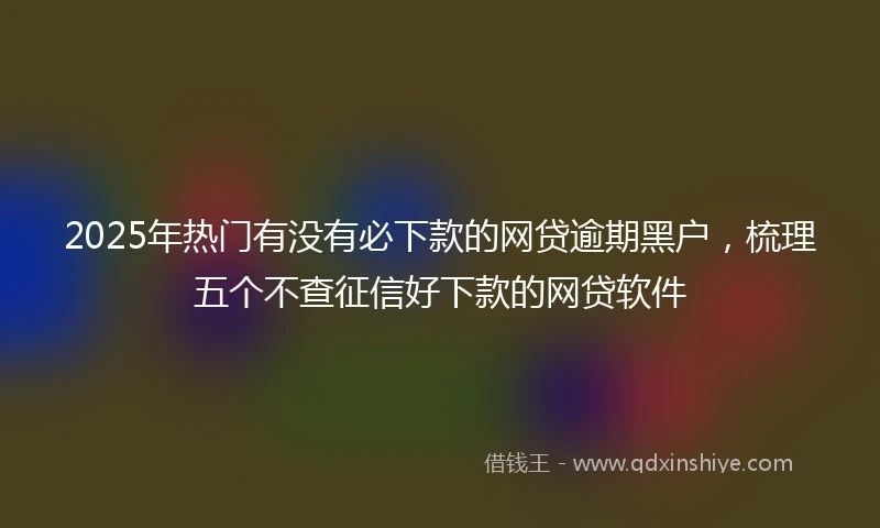 2025年热门有没有必下款的网贷逾期黑户，梳理五个不查征信好下款的网贷软件