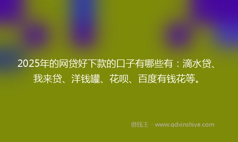 2025年的网贷好下款的口子有哪些有：滴水贷、我来贷、洋钱罐、花呗、百度有钱花等。
