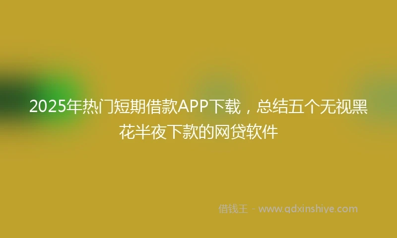2025年热门短期借款APP下载，总结五个无视黑花半夜下款的网贷软件