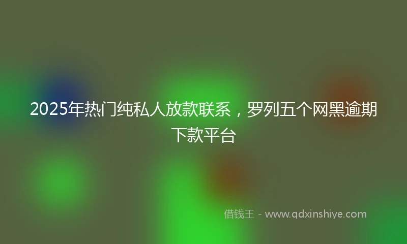 2025年热门纯私人放款联系，罗列五个网黑逾期下款平台