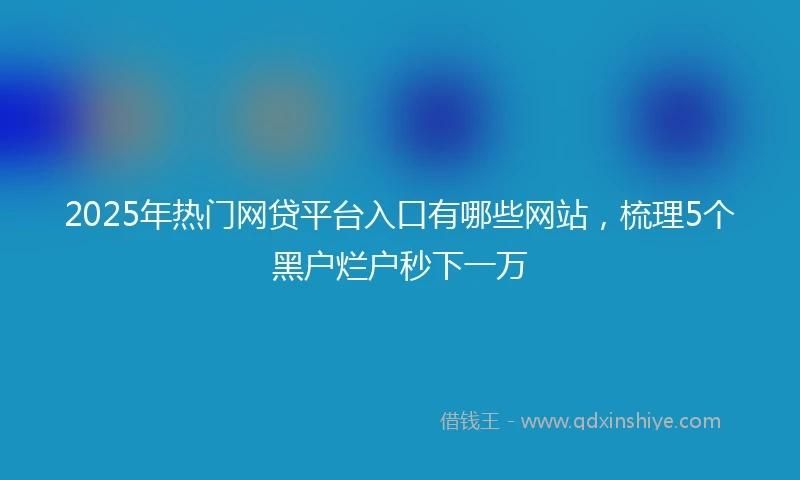 2025年热门网贷平台入口有哪些网站，梳理5个黑户烂户秒下一万