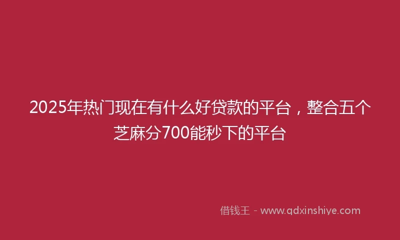 2025年热门现在有什么好贷款的平台，整合五个芝麻分700能秒下的平台