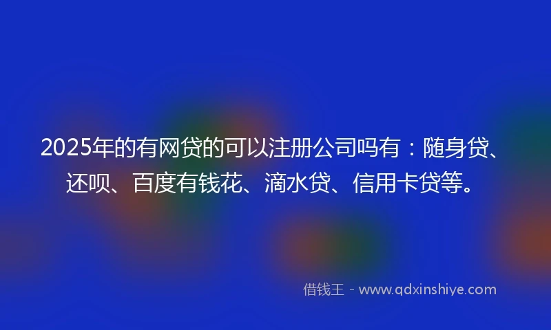 2025年的有网贷的可以注册公司吗有：随身贷、还呗、百度有钱花、滴水贷、信用卡贷等。