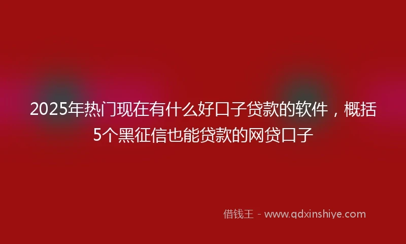 2025年热门现在有什么好口子贷款的软件，概括5个黑征信也能贷款的网贷口子