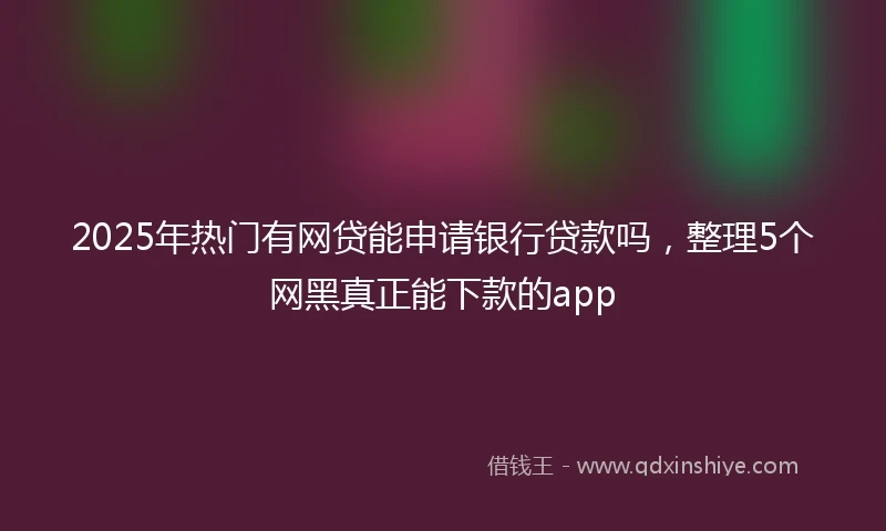 2025年热门有网贷能申请银行贷款吗，整理5个网黑真正能下款的app
