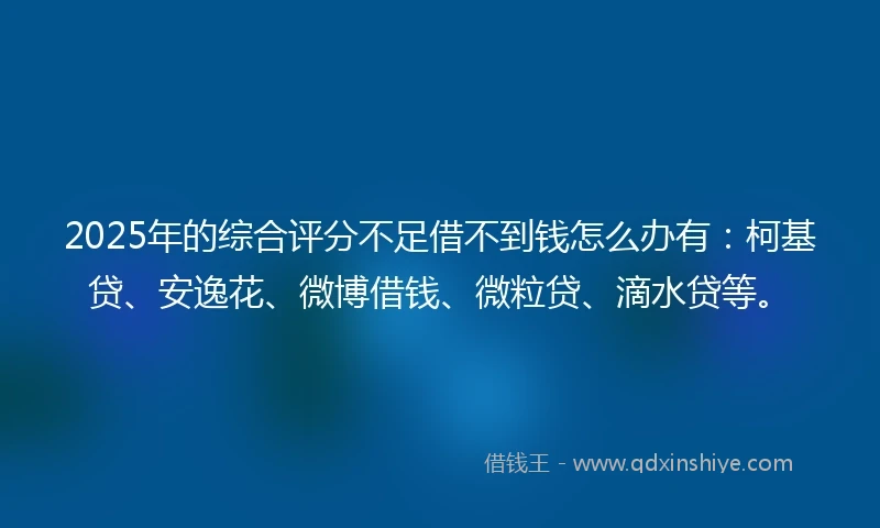 2025年的综合评分不足借不到钱怎么办有：柯基贷、安逸花、微博借钱、微粒贷、滴水贷等。