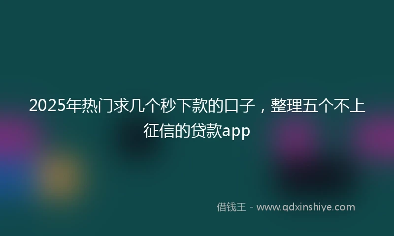 2025年热门求几个秒下款的口子，整理五个不上征信的贷款app
