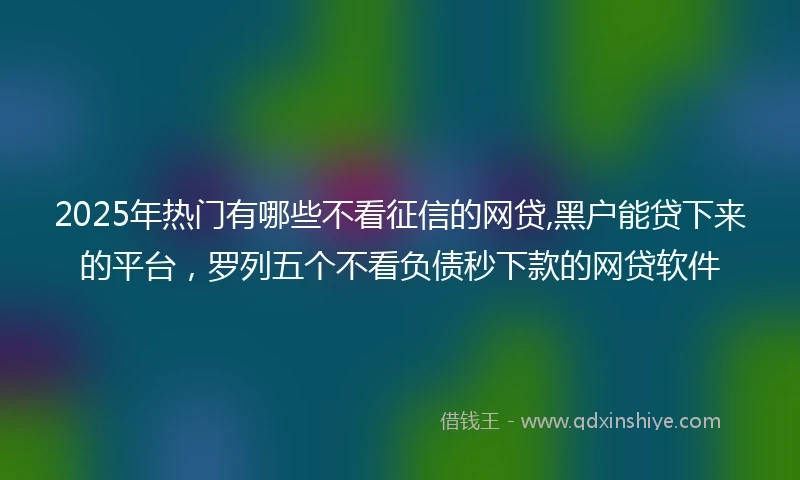 2025年热门有哪些不看征信的网贷,黑户能贷下来的平台，罗列五个不看负债秒下款的网贷软件