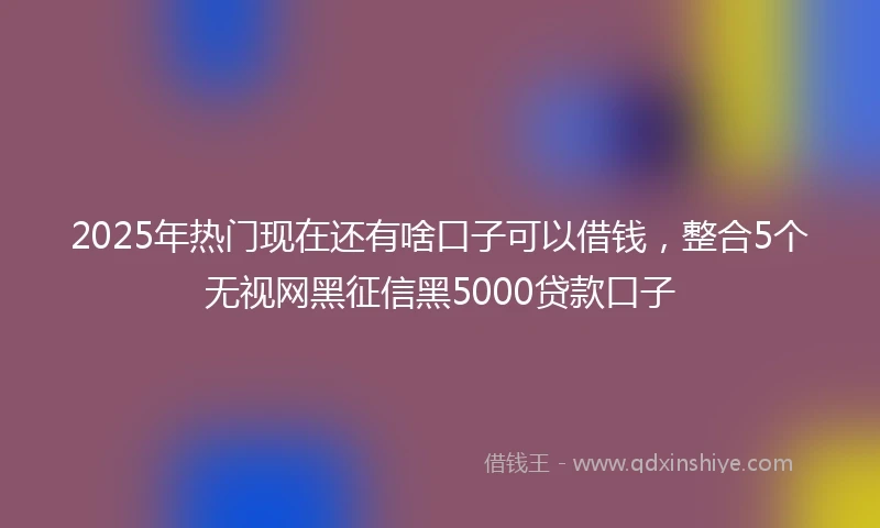 2025年热门现在还有啥口子可以借钱，整合5个无视网黑征信黑5000贷款口子