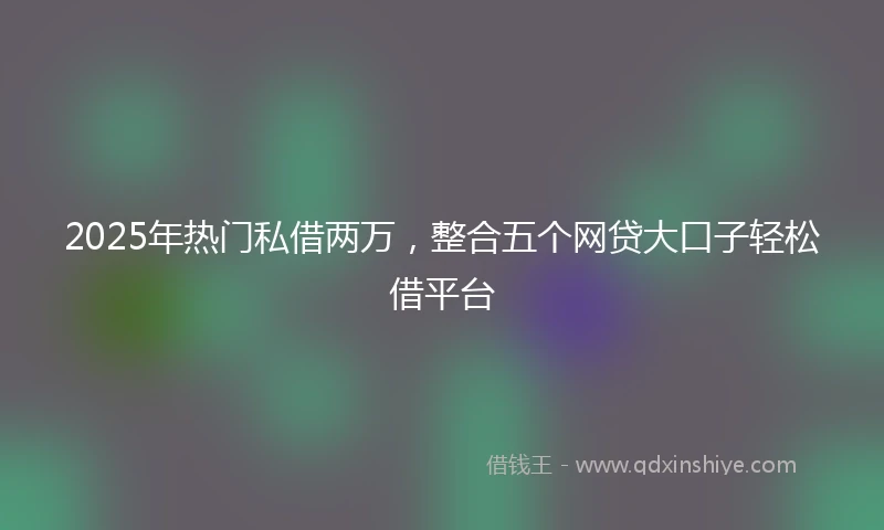 2025年热门私借两万，整合五个网贷大口子轻松借平台
