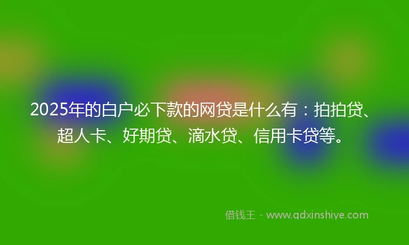 2025年的白户必下款的网贷是什么有：拍拍贷、超人卡、好期贷、滴水贷、信用卡贷等。