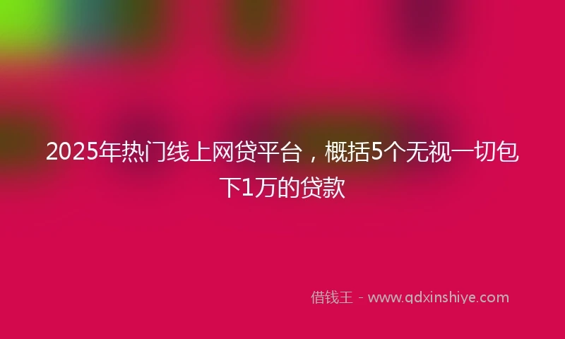 2025年热门线上网贷平台,概括5个无视一切包下1万的贷款