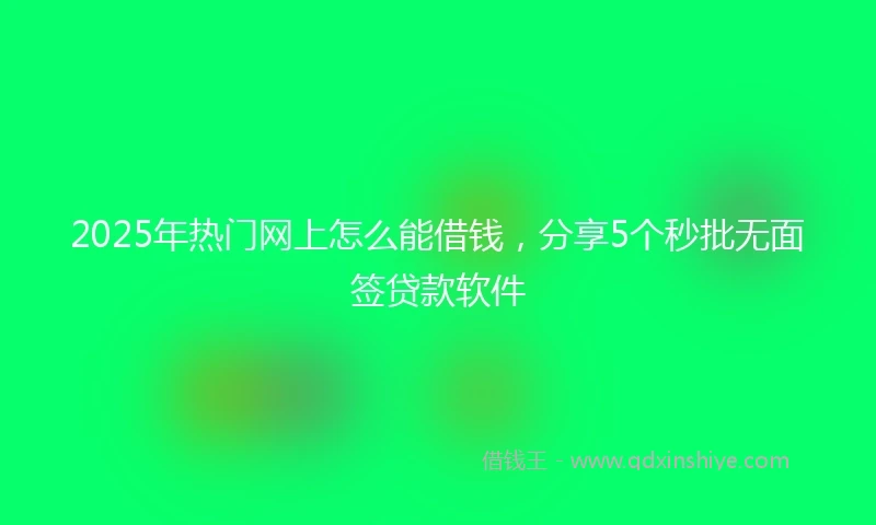 2025年热门网上怎么能借钱，分享5个秒批无面签贷款软件
