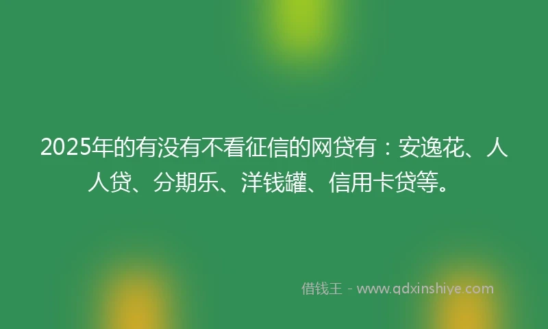 2025年的有没有不看征信的网贷有：安逸花、人人贷、分期乐、洋钱罐、信用卡贷等。