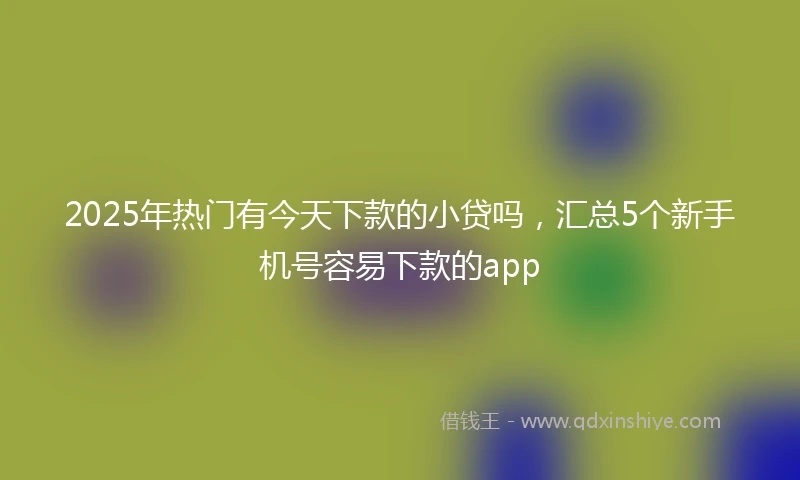 2025年热门有今天下款的小贷吗，汇总5个新手机号容易下款的app