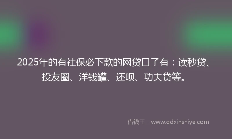 2025年的有社保必下款的网贷口子有：读秒贷、投友圈、洋钱罐、还呗、功夫贷等。