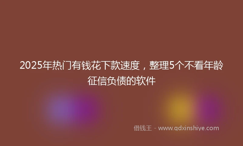 2025年热门有钱花下款速度，整理5个不看年龄征信负债的软件