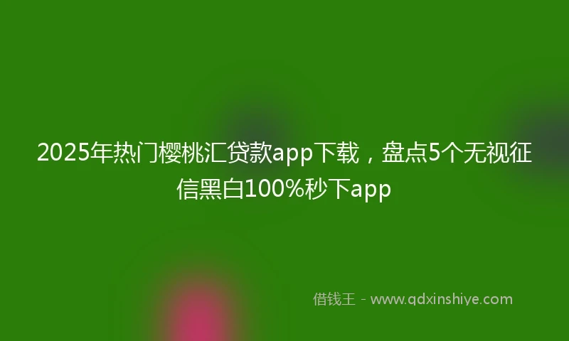 2025年热门樱桃汇贷款app下载，盘点5个无视征信黑白100%秒下app