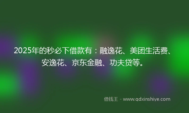 2025年的秒必下借款有：融逸花、美团生活费、安逸花、京东金融、功夫贷等。