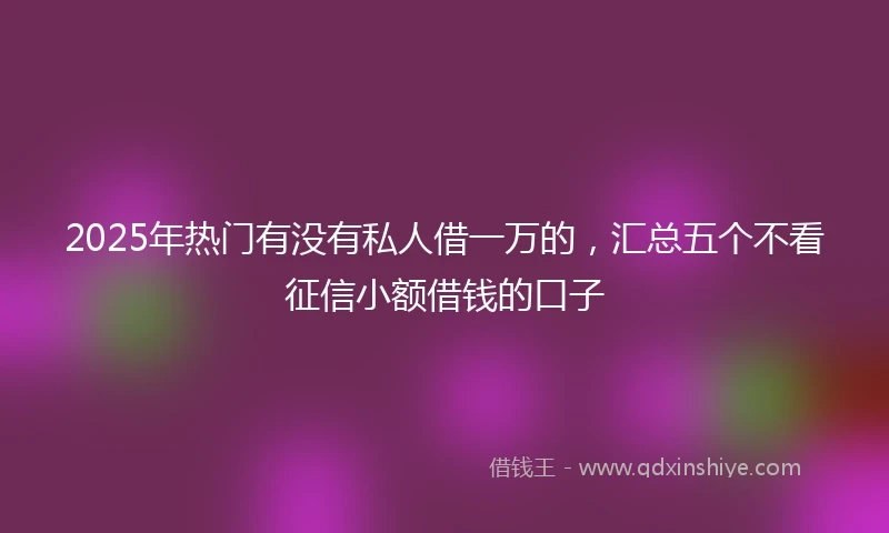 2025年热门有没有私人借一万的，汇总五个不看征信小额借钱的口子
