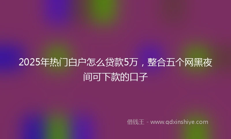 2025年热门白户怎么贷款5万，整合五个网黑夜间可下款的口子