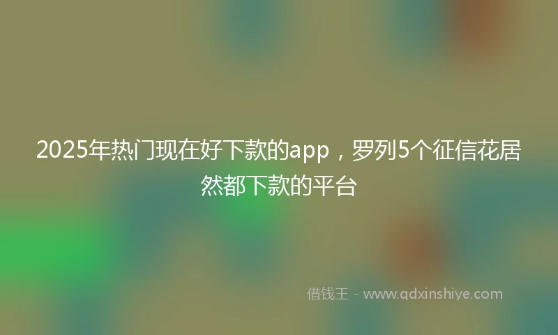 2025年热门现在好下款的app，罗列5个征信花居然都下款的平台