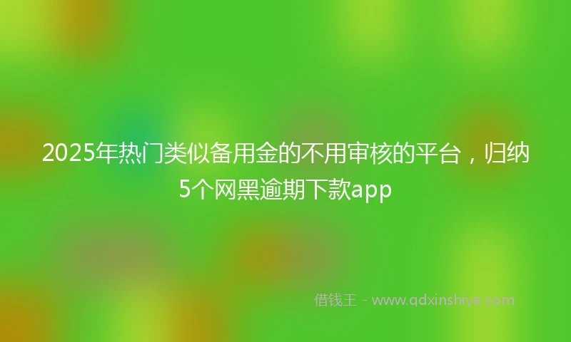 2025年热门类似备用金的不用审核的平台，归纳5个网黑逾期下款app