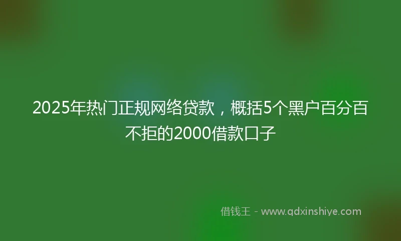 2025年热门正规网络贷款，概括5个黑户百分百不拒的2000借款口子