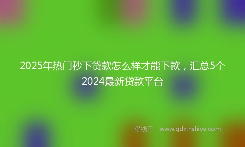 2025年热门秒下贷款怎么样才能下款，汇总5个2024最新贷款平台