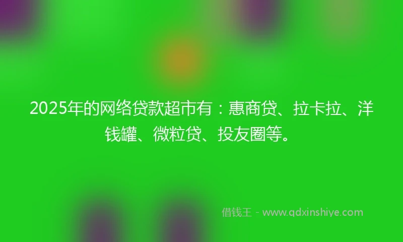 2025年的网络贷款超市有：惠商贷、拉卡拉、洋钱罐、微粒贷、投友圈等。