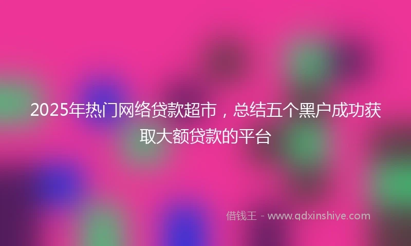 2025年热门网络贷款超市，总结五个黑户成功获取大额贷款的平台
